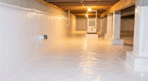Moisture Management - A professionally encapsulated crawl space in a North Carolina home.