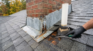 Signs of water damage in home roof flashing and pipe boot seals